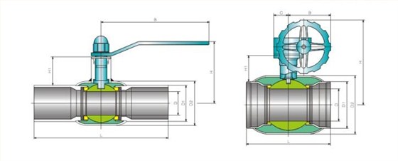 供热专用全焊接球阀产品结构图