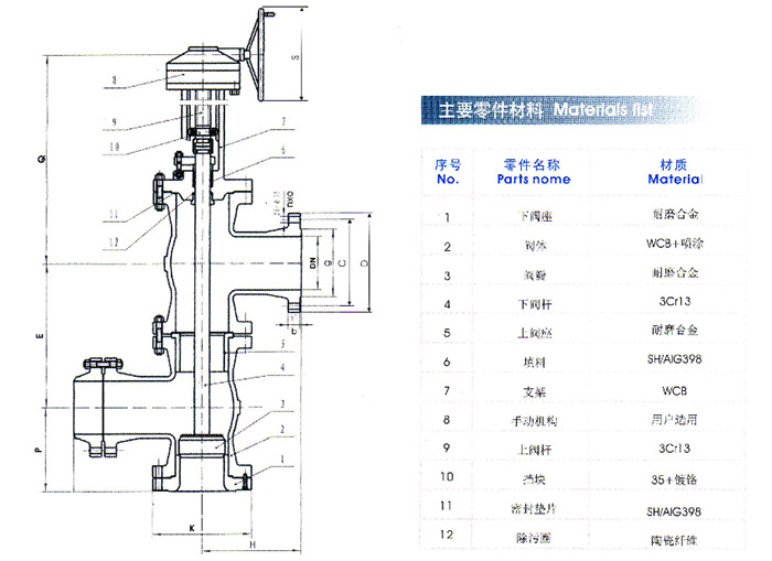 三通式料浆阀产品结构图 三通式料浆阀产品结构图