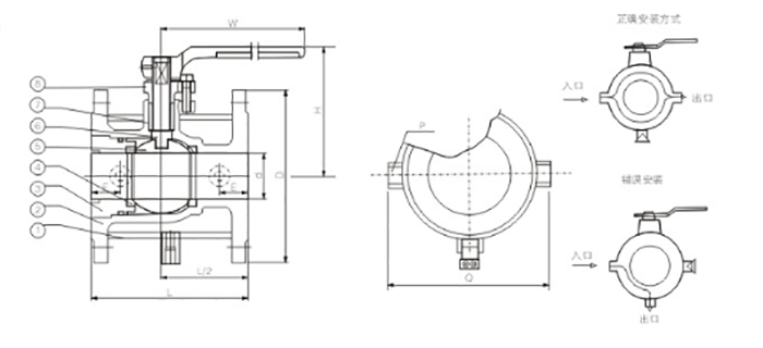 保温球阀产品结构图 保温球阀产品结构图